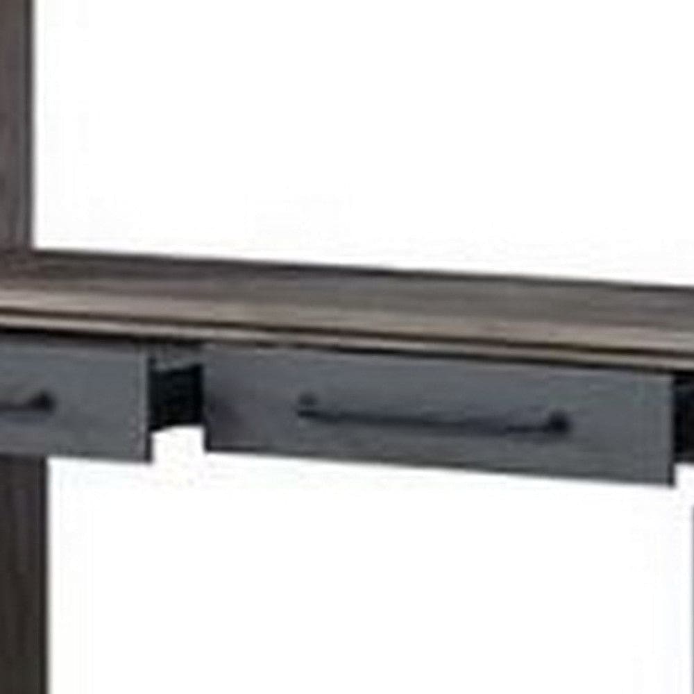 Writing Desk with 2 Drawers and Panel Base Gray By Casagear Home BM269001