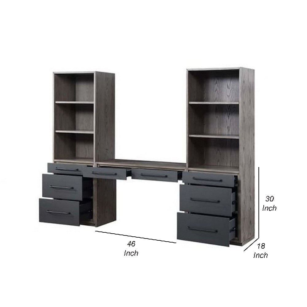 Writing Desk with 2 Drawers and Panel Base Gray By Casagear Home BM269001
