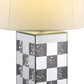 Table Lamp with Checkered Faux Diamond Inlay Silver By Casagear Home BM269032