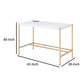 Writing Desk with USB Dock and Metal Legs White and Rose Gold By Casagear Home BM269050