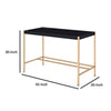 Writing Desk with USB Dock and Metal Legs Black and Rose Gold By Casagear Home BM269051