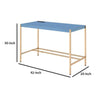 Writing Desk with USB Dock and Metal Legs Blue and Rose Gold By Casagear Home BM269052