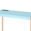 Writing Desk with USB Dock and Metal Legs Sky Blue and Gold By Casagear Home BM269053