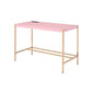 Writing Desk with USB Dock and Metal Legs, Pink and Rose Gold By Casagear Home