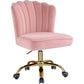 Swivel Office Chair with Shell Design Backrest, Pink and Gold By Casagear Home