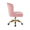 Swivel Office Chair with Shell Design Backrest Pink and Gold By Casagear Home BM269059