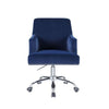 Swivel Office Chair with Sleek Track Arms and Nailhead Trim,Blue and Chrome By Casagear Home BM269060