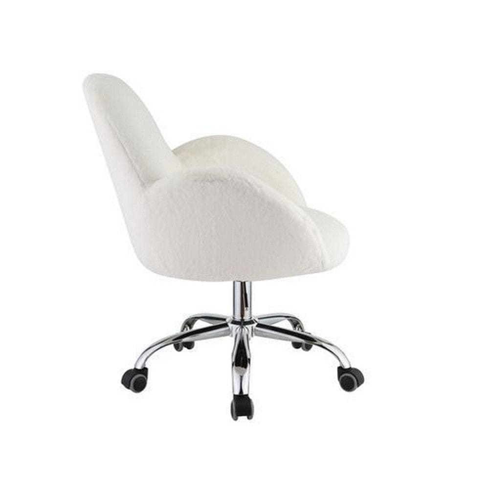 Swivel Office Chair with Rounded Back and Arms White and Chrome By Casagear Home BM269062