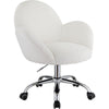 Swivel Office Chair with Rounded Back and Arms, White and Chrome By Casagear Home