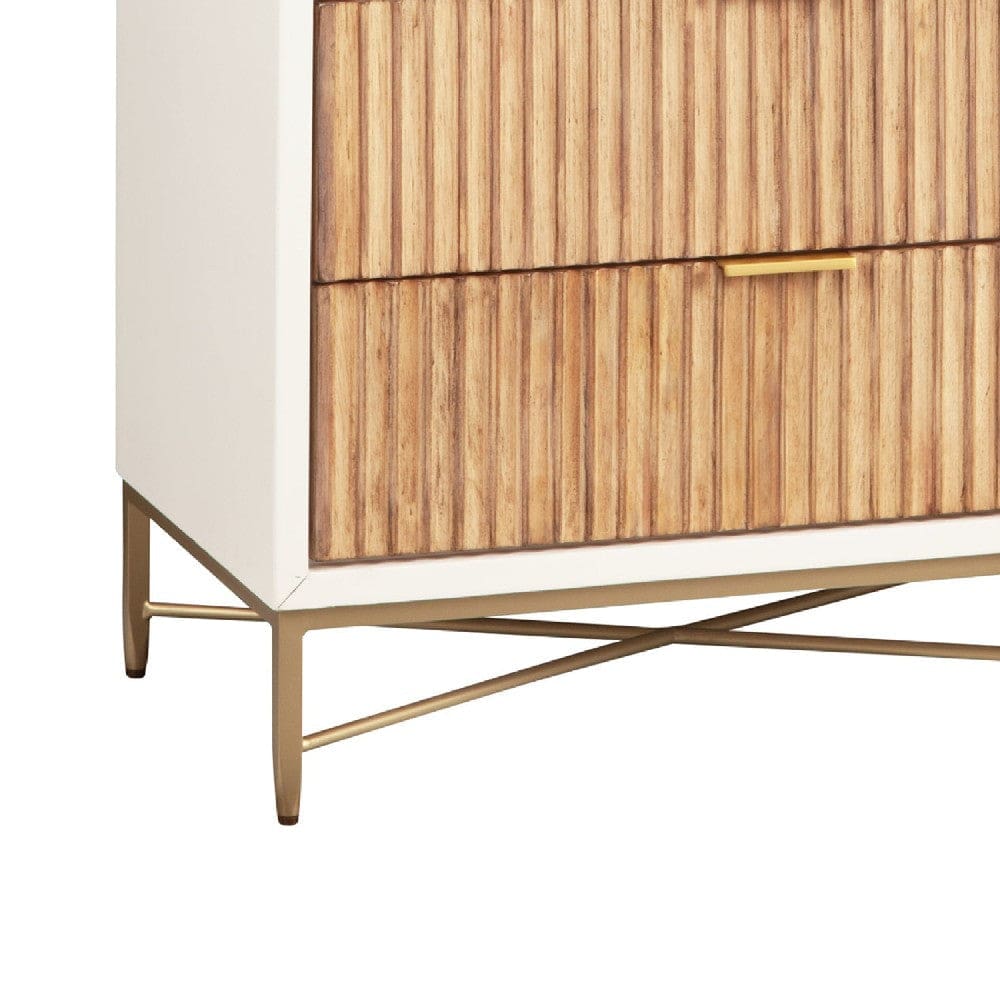 Chest with 5 Corrugated Panel Drawers and Metal Base White By Casagear Home BM269163