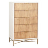 Chest with 5 Corrugated Panel Drawers and Metal Base, White By Casagear Home