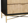 Accent Chest with 3 Corrugated Drawers and Metal Base Black By Casagear Home BM269165