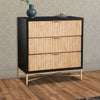 Preston Accent Tall Dresser Chest | 3 Corrugated Drawers | Metal Base | Black