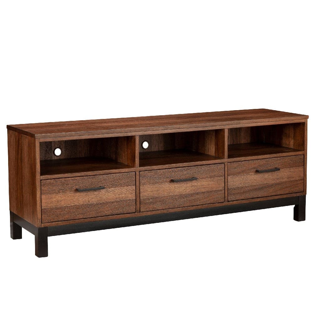 TV Console with 3 Drawers and 3 Compartments, Rustic Brown By Casagear Home