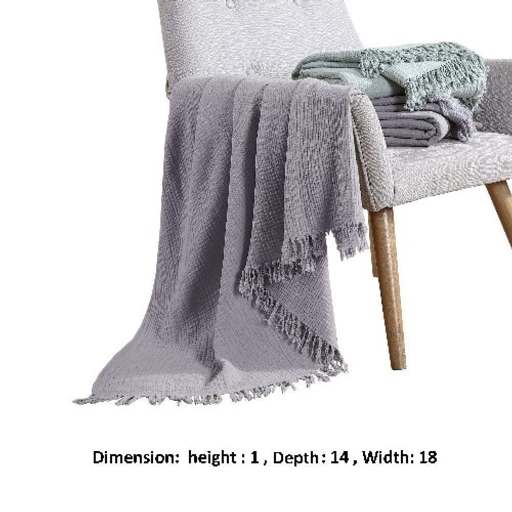 Veria 50 x 60 Reversible Cotton Throw with Fringes The Urban Port Gray By Casagear Home BM269171