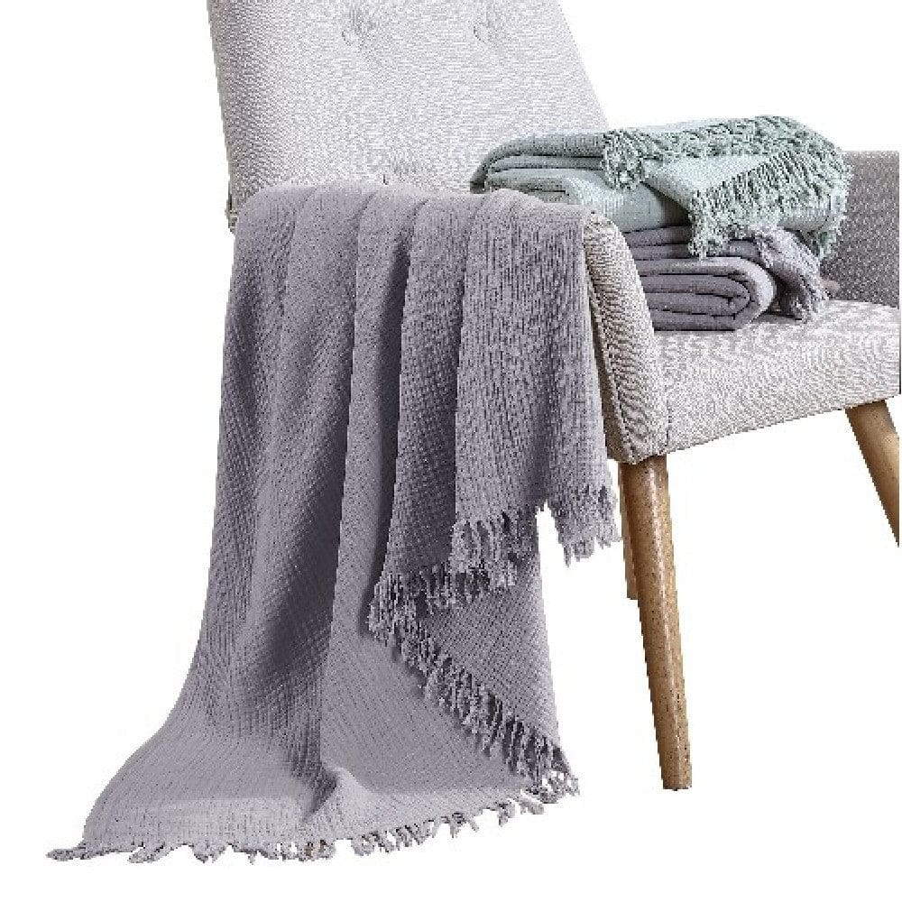 Veria Throw Blanket | 50 x 60 | Reversible Cotton | Gray