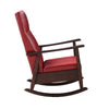 Rocking Chair with Leatherette Seating and Wooden Frame Red By Casagear Home BM269200