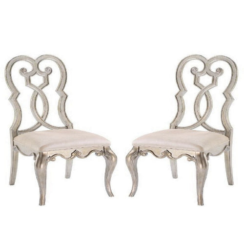 Cora Side Chair Set | Scrolled Back Design | Beige