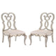 Cora Side Chair Set | Scrolled Back Design | Beige
