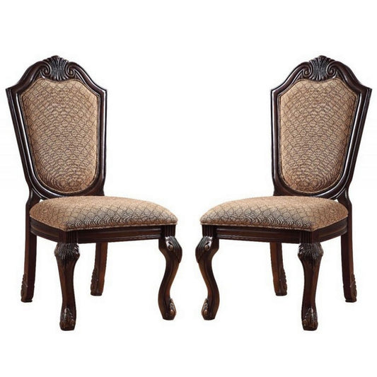 Cora Side Chair Set | Cabriole Legs | Padded Seat | Brown
