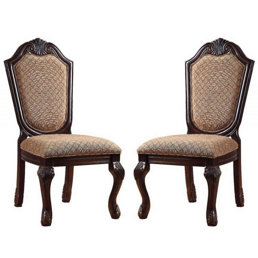 Cora Side Chair Set | Cabriole Legs | Padded Seat | Brown