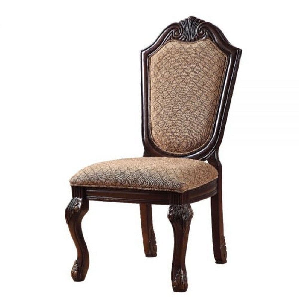 Side Chair with Padded Seating and Cabriole Legs, Set of 2, Brown By Casagear Home