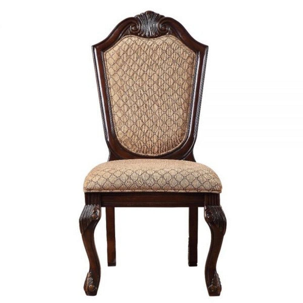 Side Chair with Padded Seating and Cabriole Legs Set of 2 Brown By Casagear Home BM269212