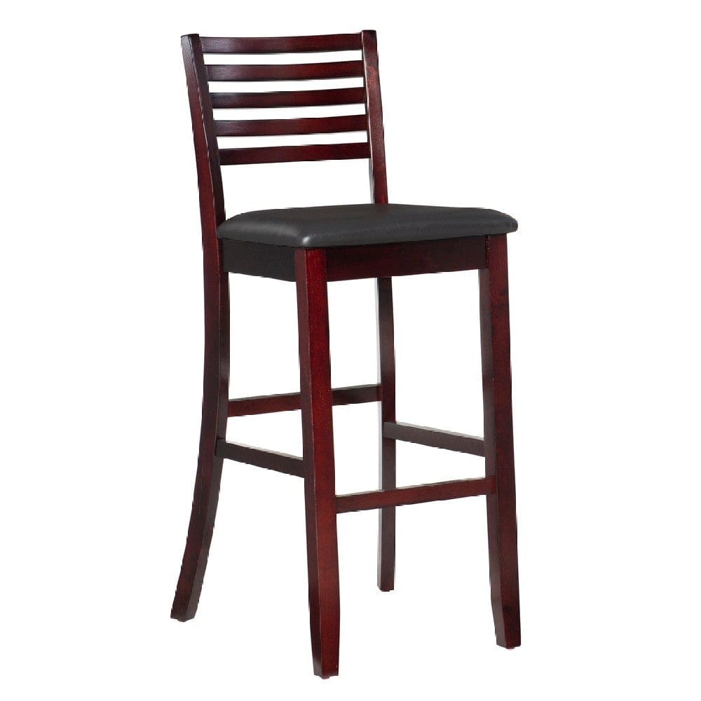 Barstool with Leatherette Seat and Ladder Back, Espresso Brown By Linon Home Decor