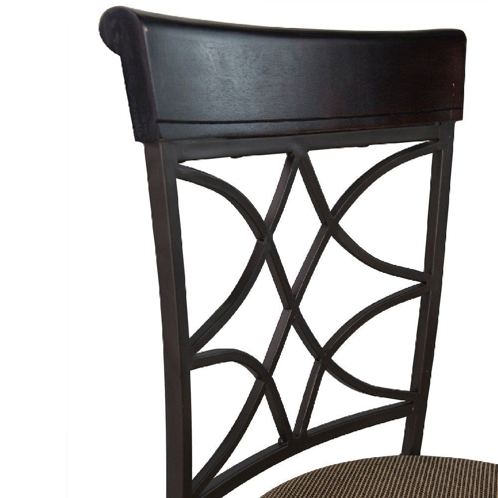 Barstool with Leatherette Seat and Cut Out Back Beige By Casagear Home BM269251