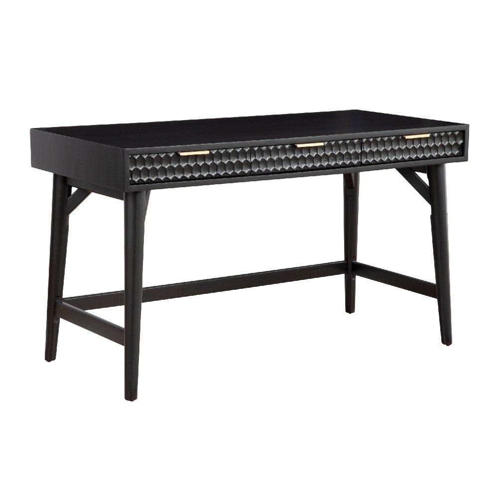 Preston Writing Desk | 3 Drawers | Wood Frame | Black