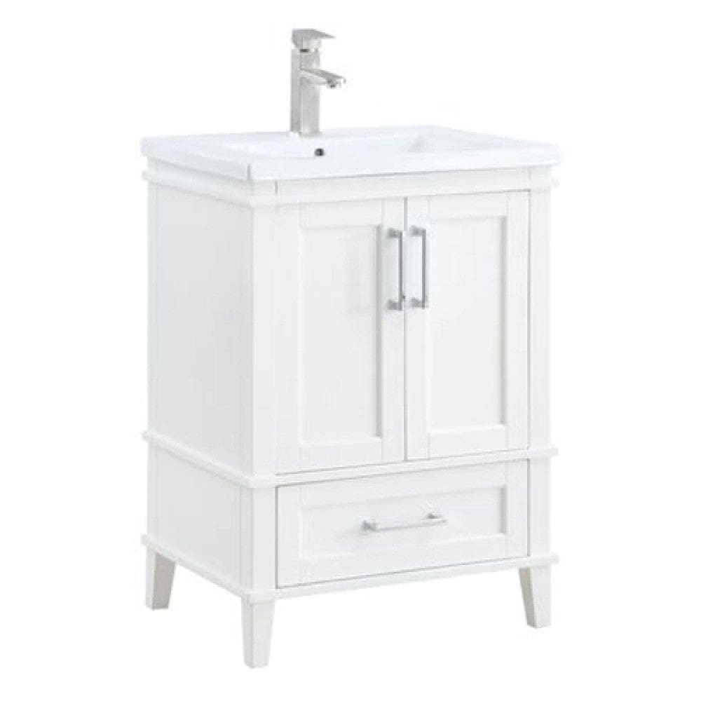 Wooden Sink Cabinet with Ceramic Basin, white By Casagear Home
