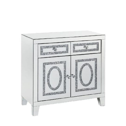 Cabinet with 2 Doors Storage and Tapered Feet, Silver By Casagear Home