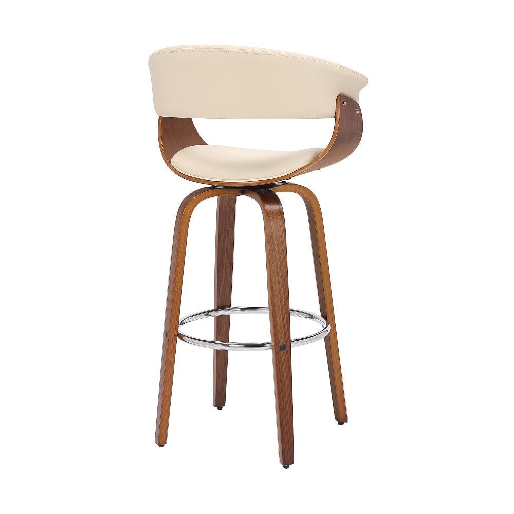30 Inch Swivel Faux Leather Barstool with Curved Open Back Brown By Casagear Home BM269994