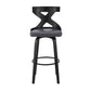 Swivel Barstool with Curved Wooden X Back Gray and Black By Casagear Home BM270002