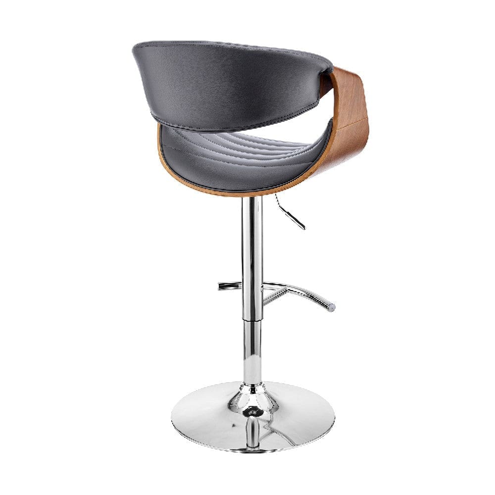 Adjustable Barstool with Faux Leather and Bucket Seat Brown and Gray By Casagear Home BM270013