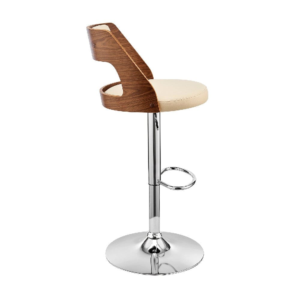 Adjustable Barstool with Open Wooden Back Cream and Brown By Casagear Home BM270014