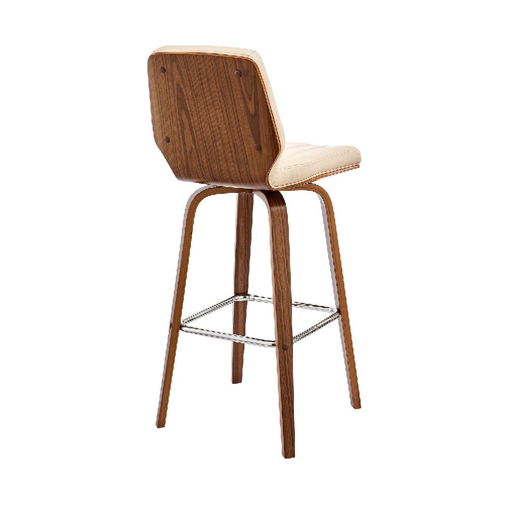 Swivel Barstool with Channel Stitching and Wooden Support Brown and Cream By Casagear Home BM270030