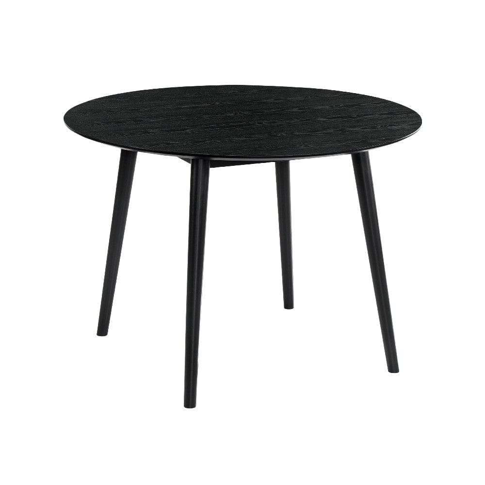 Round Dining Table with Wood and Tapered Legs, Black By Casagear Home