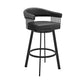 Swivel Barstool with Open Metal Frame and Slatted Arms, Black By Casagear Home