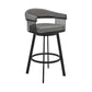 Swivel Barstool with Open Metal Frame and Slatted Arms, Gray and Black By Casagear Home