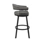 Swivel Barstool with Open Design Metal Frame and Slatted Arms Gray and Black By Casagear Home BM270143