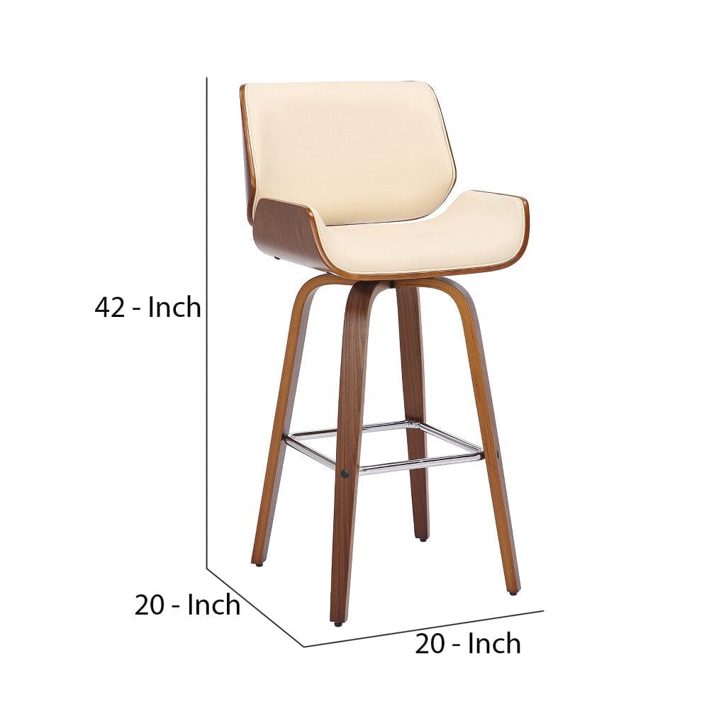 30 Inch Bar Stool with Curved Padded Back and Seat Brown By Casagear Home BM270434