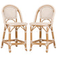 Counter Stool with Woven Seat and Curved Back, Set of 2, Offwhite By Casagear Home