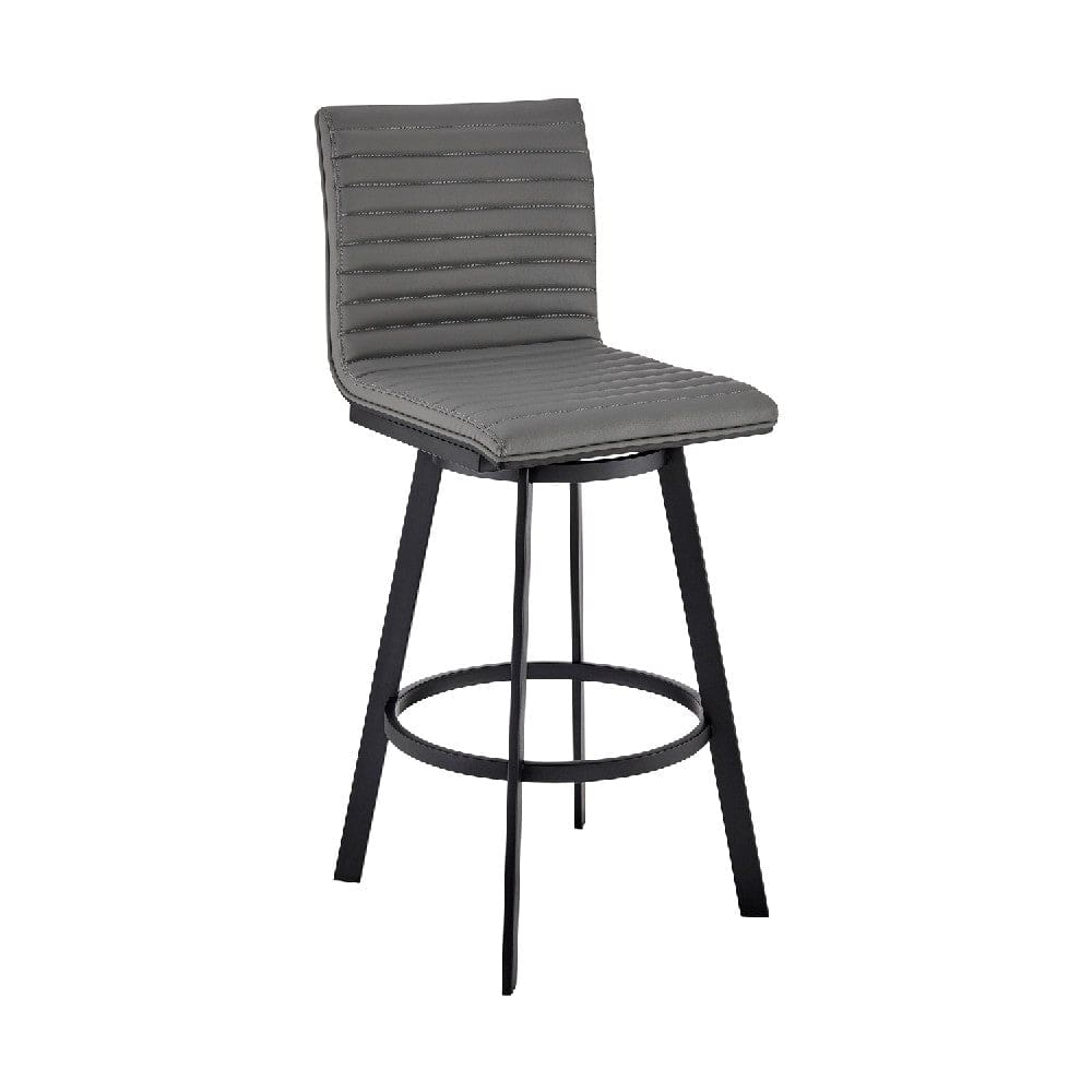 Swivel Counter Barstool with Horizontal Channel Stitching, Black and Gray By Casagear Home