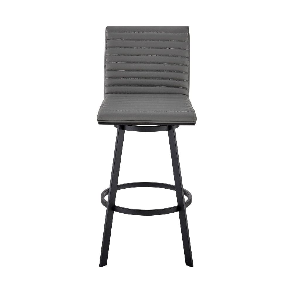 Swivel Counter Barstool with Horizontal Channel Stitching Black and Gray By Casagear Home BM271162