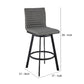 Swivel Counter Barstool with Horizontal Channel Stitching Black and Gray By Casagear Home BM271162