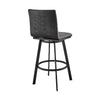 Swivel Barstool with Horizontal Channel Stitching Black and Gray By Casagear Home BM271163