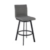 Swivel Barstool with Horizontal Channel Stitching, Black and Gray By Casagear Home