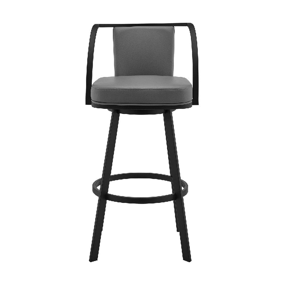 Metal Swivel Barstool with Open Curved Frame Arms Gray and Black By Casagear Home BM271171