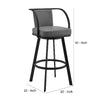 Metal Swivel Barstool with Open Curved Frame Arms Gray and Black By Casagear Home BM271171